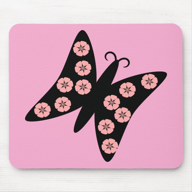 Black & Rosa Butterfly Design Musmatta (Framsidan)