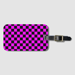 Black + Rosa Check Checkerboard Mönster Bagagebricka