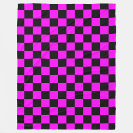 Black + Rosa Check Checkerboard Mönster Fleecefilt