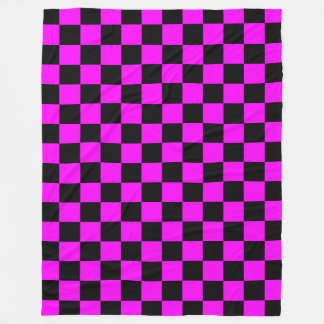 Black + Rosa Check Checkerboard Mönster Fleecefilt