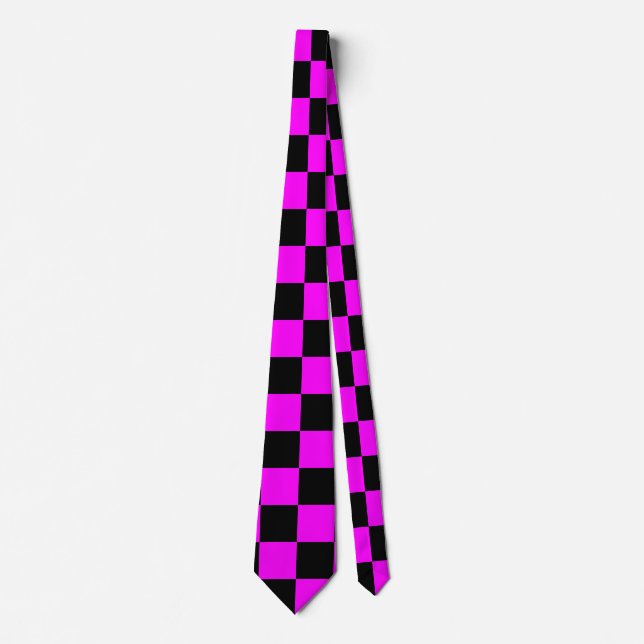 Black + Rosa Check Checkerboard Mönster Slips (Framsida)