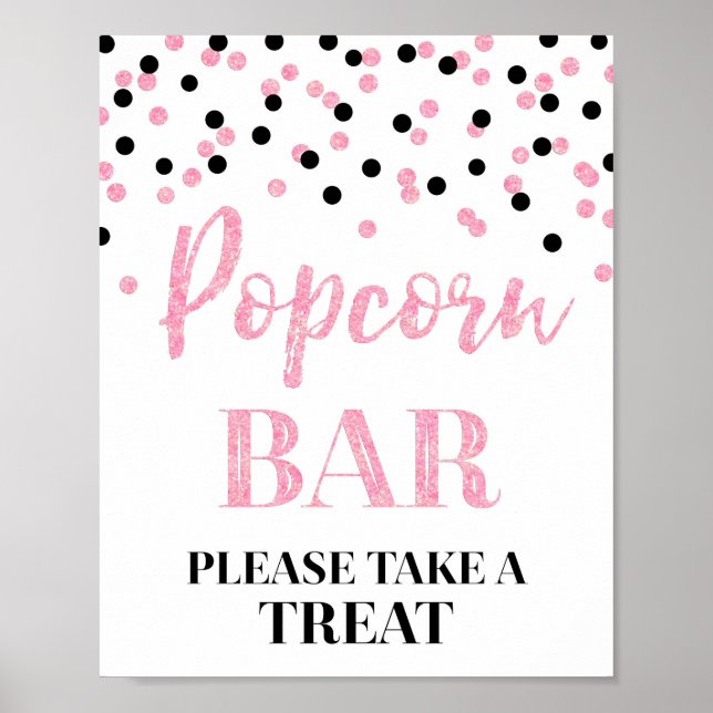 Black Rosa Confetti Popcorn Pub-tecken Poster (Framsidan)