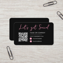 Black Rosa Connect med oss Social Media Qr-kod Visitkort
