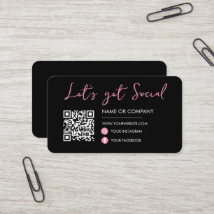 Black Rosa Connect med oss Social Media Qr-kod Visitkort