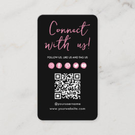 Black Rosa Connect with US Social Media QR-kod Visitkort