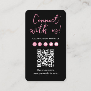 Black Rosa Connect with US Social Media QR-kod Visitkort