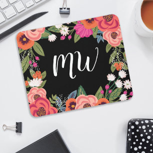 Black Rosa Coral Boho Flower Ram Monogrammed Musmatta