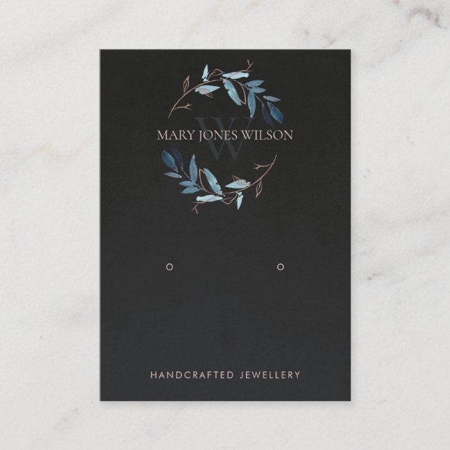 BLACK ROSA FOLIAGE MONOGRAM EARRING VISNING LOGOTY VISITKORT (Framsida)