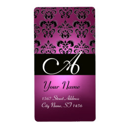 BLACK ROSA FUCHSIA LILA AMETHYST DAMASK MONOGRAM FRAKTSEDEL