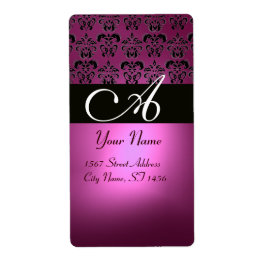 BLACK ROSA FUCHSIA LILA AMETHYST DAMASK MONOGRAM FRAKTSEDEL