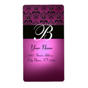 BLACK ROSA FUCHSIA LILA AMETHYST DAMASK MONOGRAM FRAKTSEDEL