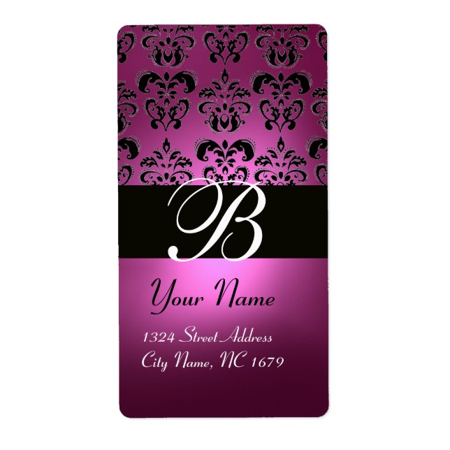 BLACK ROSA FUCHSIA LILA AMETHYST DAMASK MONOGRAM FRAKTSEDEL (Framsidan)