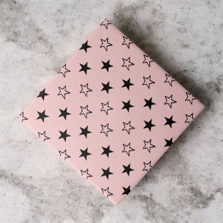 Black Rosa Geometric Stars Mönster Kakelplatta