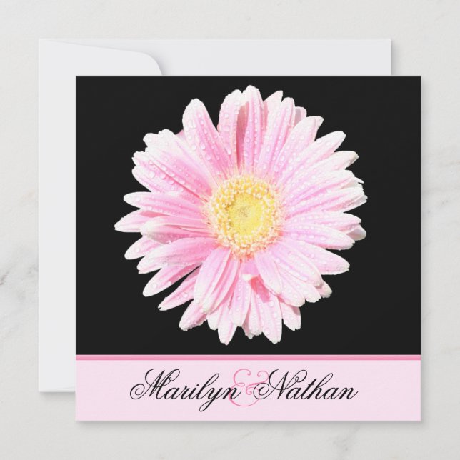 Black, Rosa Gerbera Wedding Bopation (Storbritanni Inbjudningar (Framsida)