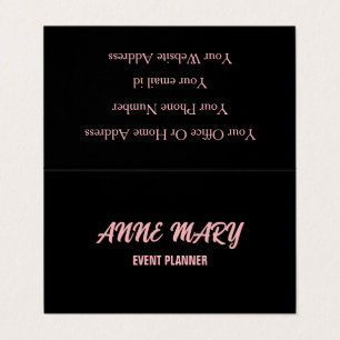 Black  Rosa Girly Cute Anpassningsbar Classy Moder Visitkort