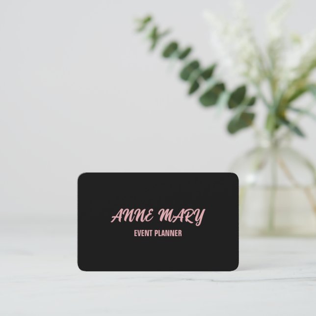 Black  Rosa Girly Cute Anpassningsbar Classy Snygg Visitkort (Stående Fram)