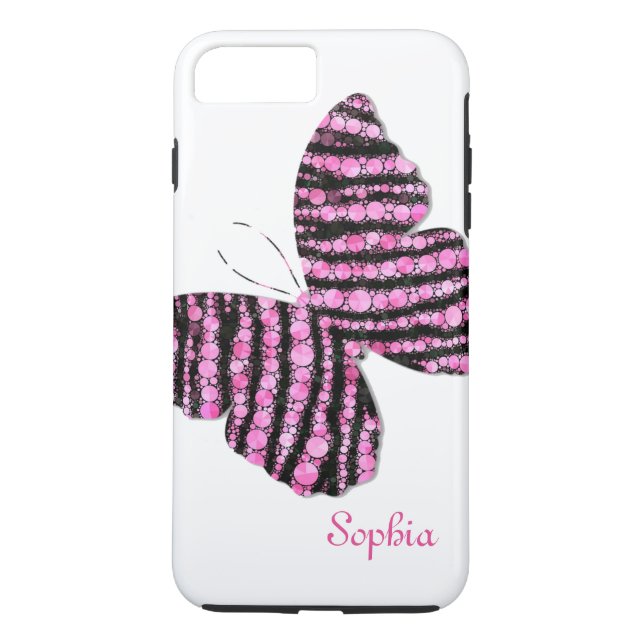 Black & Rosa Glitter Butterfly Personlig Case-Mate iPhone Skal (Baksida)