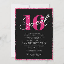 Black Rosa Glitter Glam Sweet sixteen Birthday