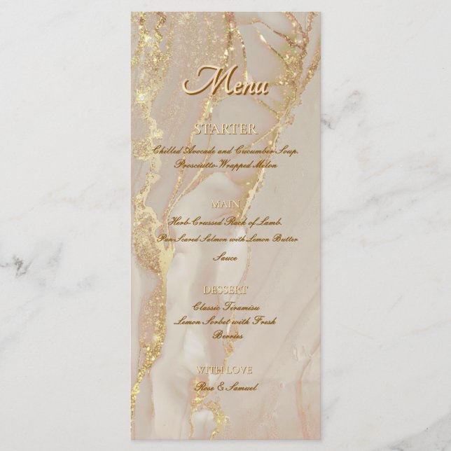 Bläck Rosa Glitter Guld Elegant Platt Meny (Framsida)