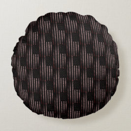Black Rosa Grunge Vintage American Flagga Rund Kudde