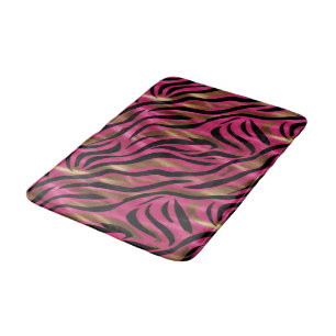 Black Rosa Guld Zebra ränder Animal Print Mönster Badrumsmatta