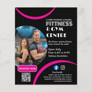 Black & Rosa Gym Personal Trainer Business Flygblad