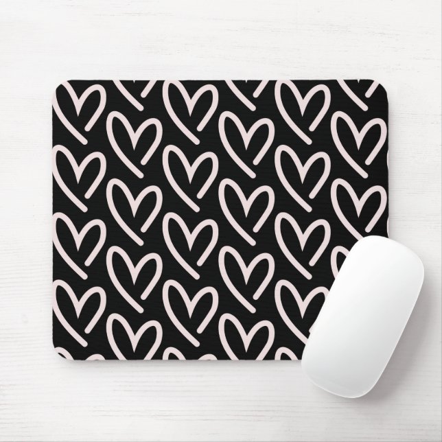 Black & Rosa Heart Musmatta (Med mus)