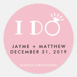 Black Rosa 'I Do' Bröllop par Hashtag Round Runt Klistermärke