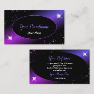 Black Rosa Lila Glitter Stars Jewels Glamous Visitkort