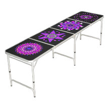 Black Rosa Lila Neon Geometric Beer Pong Bord