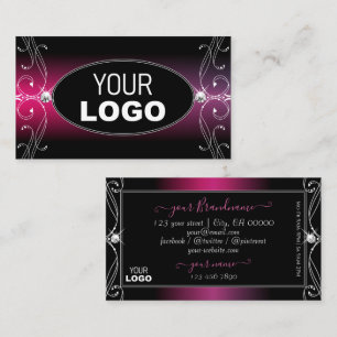 Black Rosa Lila Ornate Gnistra Diamonds Add Logoty Visitkort