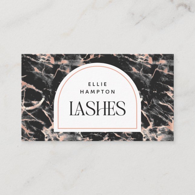 Black Rosa Marble Arch Beauty Lash Affärskort Visitkort (Framsida)