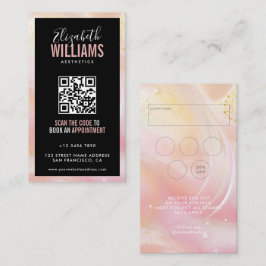 Black Rosa Marble Beauty Salon QR Code Loyalty & Visitkort