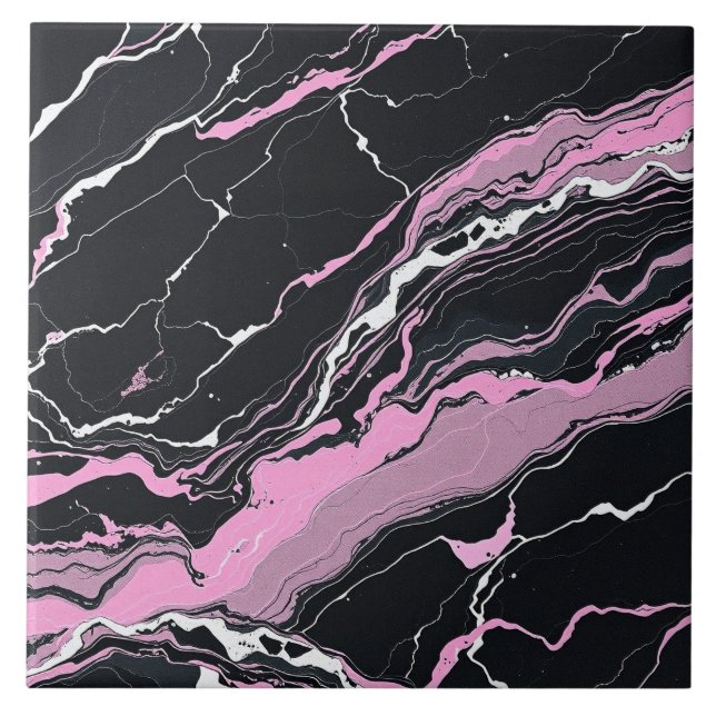 Black & Rosa Marble Kakelplatta (Framsidan)