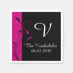Black Rosa Monogram Bröllop Monogram Bröllop Pappersservett