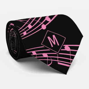 Black Rosa Monogram MUSIK NOTER Neck Tie Slips