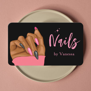 Black Rosa Nail Technician Modern Nagel Art Salon Visitkort
