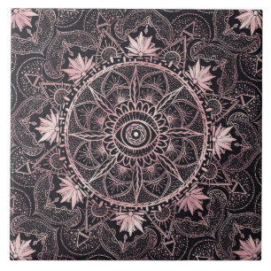 Black Rosa Öga Mandala Kakelplatta