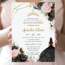 Black Rosa ros Blommigt Quinceañera Sweet sixteen