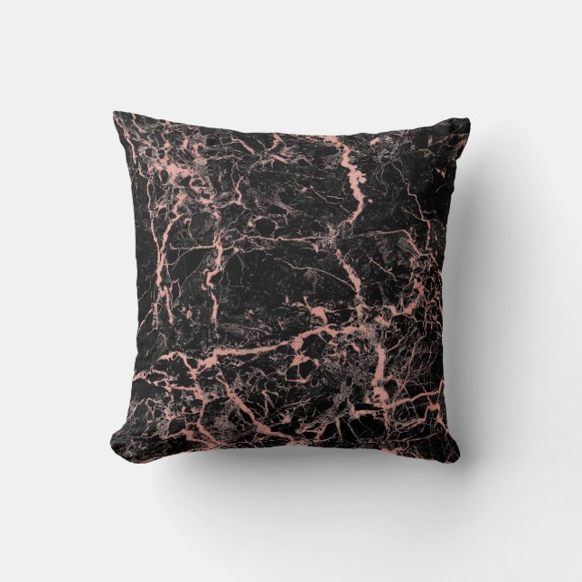 Black Rosa ros Guld Abstrakt Marble Glam Kudde (Framsida)