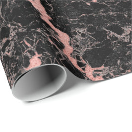 Black Rosa ros Veins Abstrakt Marble Stone Glam Presentpapper