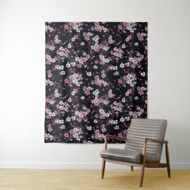 Black Rosa Sakura Flowers, Mönster Design,