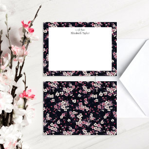 Black Rosa Sakura Flowers, Mönster Design Anteckningskort