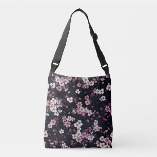 Black Rosa Sakura Flowers, Mönster Design, Axelväska