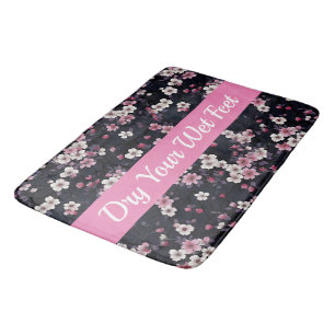 Black Rosa Sakura Flowers, Mönster Design, Badrumsmatta