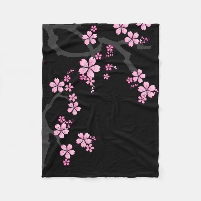 Black Rosa Sakura japanese design: Fleecefilt (Framsidan)