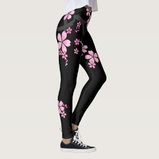Black Rosa Sakura japanese design: Leggings