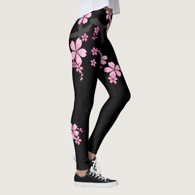 Black Rosa Sakura japanese design: Leggings (Höger)
