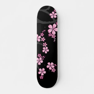Black Rosa Sakura japanese design: Mini Skateboard Bräda 18,5 Cm
