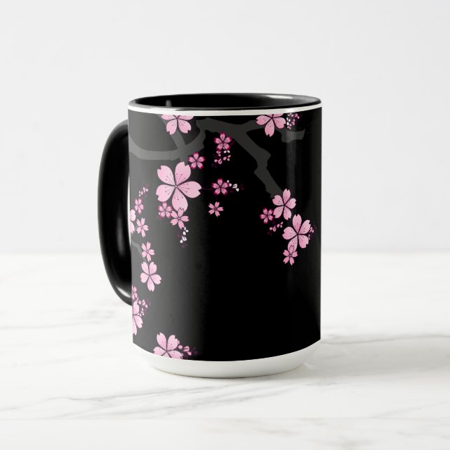 Black Rosa Sakura japanese design: Mugg (Framsida vänster)